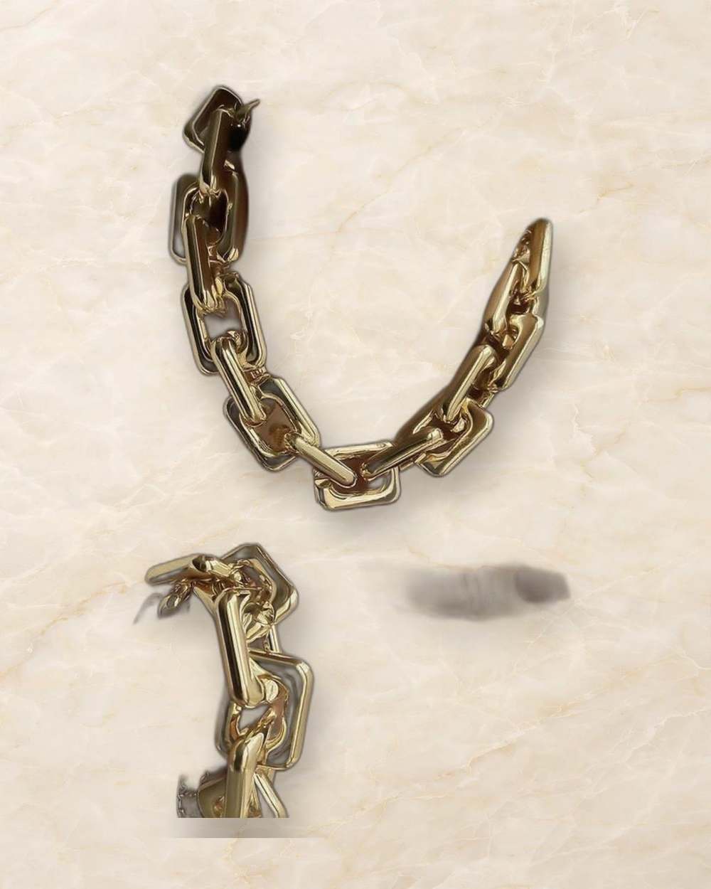 Set de collar grueso de eslabones rectangulares dorados con pulsera a juego